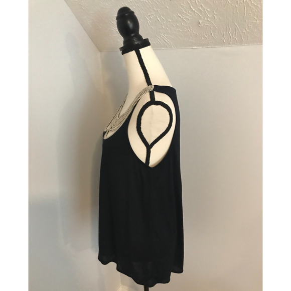 Anthropologie Leifnotes Navy Blue Scalloped Rope Tank Top - Size Small - Picture 2 of 8